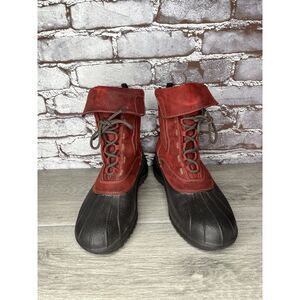 Quark Burgundy Lace Up Duck Boots Light Weight Snow Boots 7M US/38EU